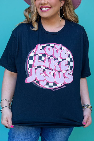 Checkered Love Like Jesus Graphic Tee graphic tees VCC 
