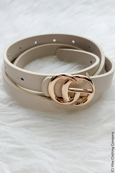 Narrow Designer-Like Belt accessories Joia Tan 