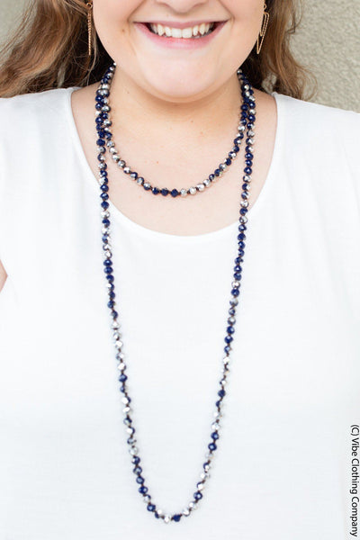 Wrap Necklaces 60" - All Colors jewelry ViVi Liam Jewelry Navy Silver 