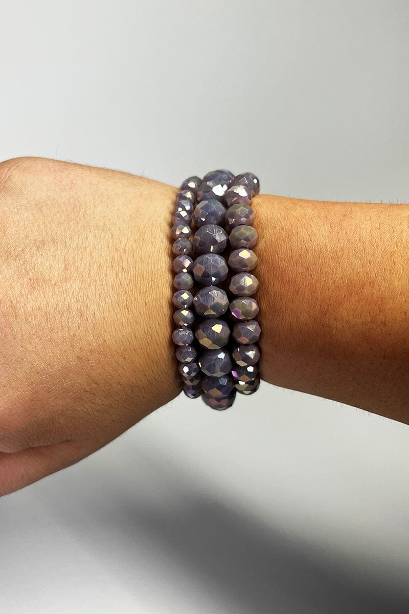 Glass Bead Bracelets - set of 3 Bracelet Miso Dusty Lavender 