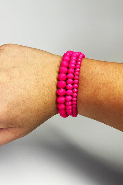 Glass Bead Bracelets - set of 3 Bracelet Miso Pink 