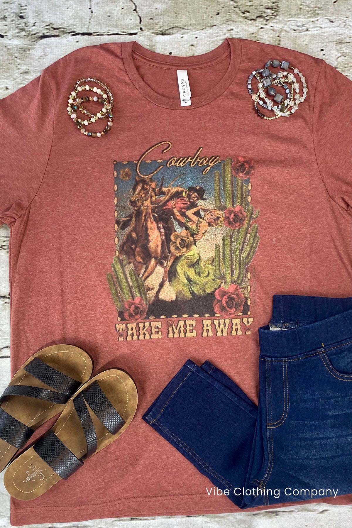 Cowboy Take Me Away Graphic Tee graphic tees VCC Small Rust 