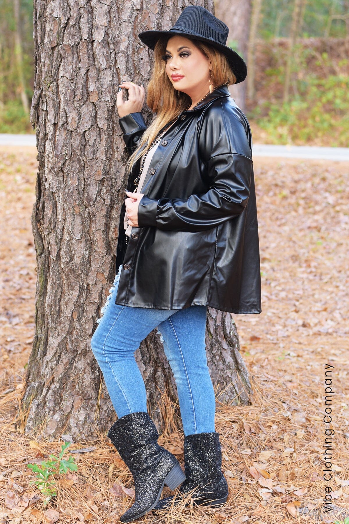 Faux Leather Jacket tops 035 