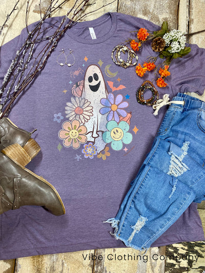 Floral Ghost Graphic Tee graphic tees VCC Small Purple 