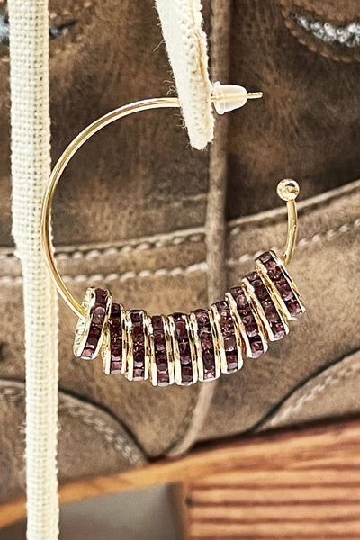 Sparkling Discs Earrings Jewelry 023 Purple Gold 