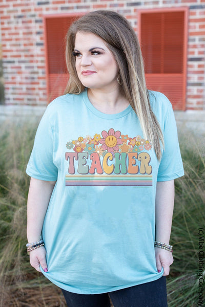 Groovy Teacher Graphic Tee graphic tees VCC Small Sage 