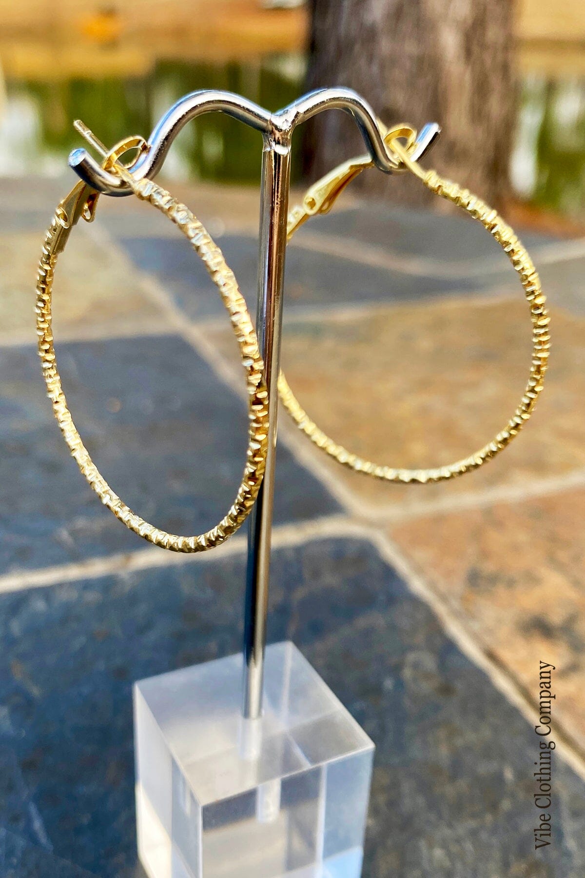Hammered Hoops Jewelry 023 Gold 