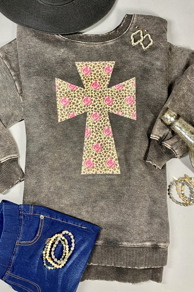 Roses on the Cross Sweatshirt graphic tees VCC 001 