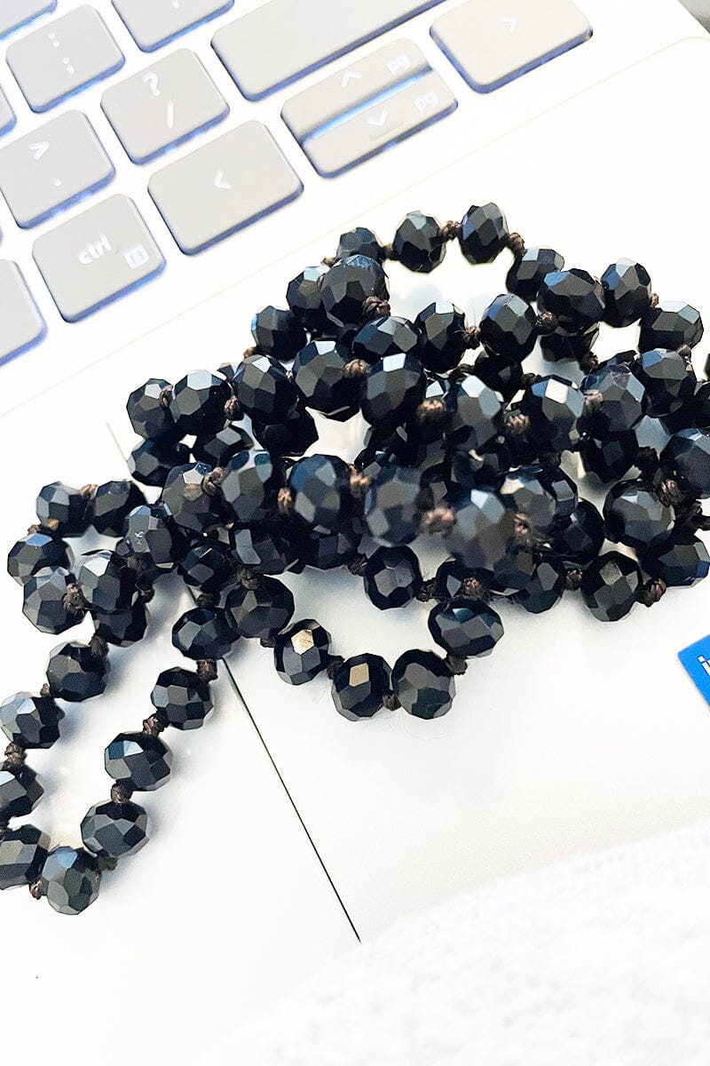 Glass Bead Necklaces - 34" Necklace Ava Capri Black 
