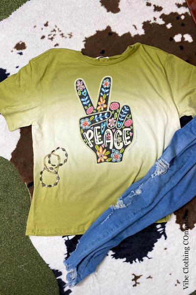 Ombre Peace Sign Graphic Top graphic tees 001 