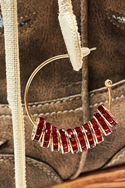 Sparkling Discs Earrings Jewelry 023 Red Gold 