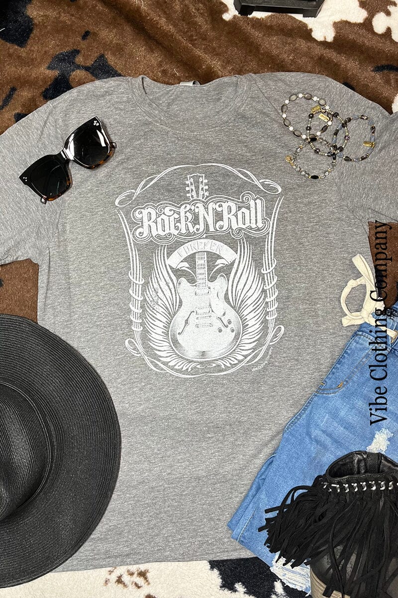 Rock and Roll 4ever Graphic Tee graphic tees VCC Small Grey 