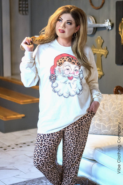 A Very Leopard Santa Graphic Tee graphic tees VCC 