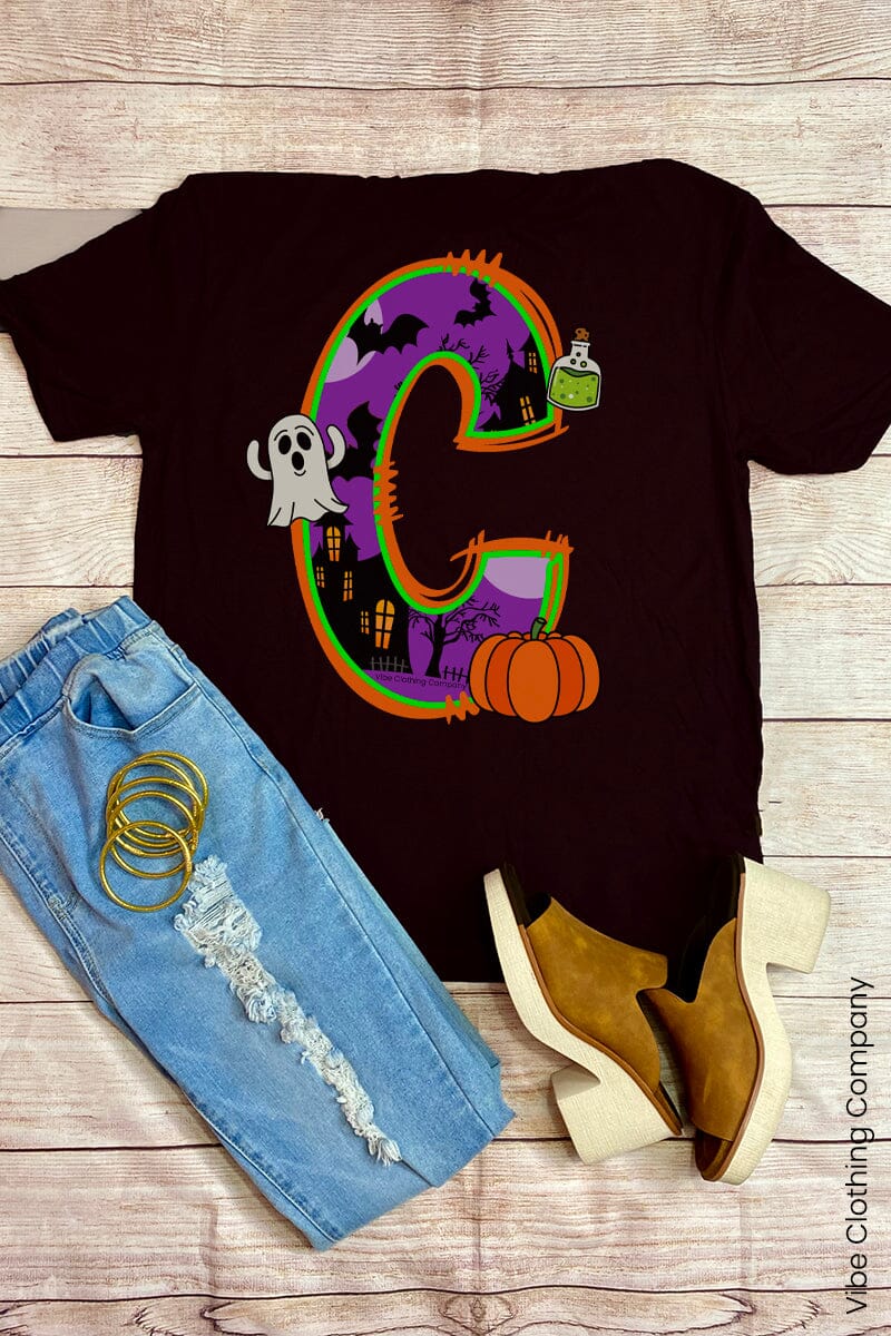 Initials A-M: Halloween Graphic Tee graphic tees VCC Small C 