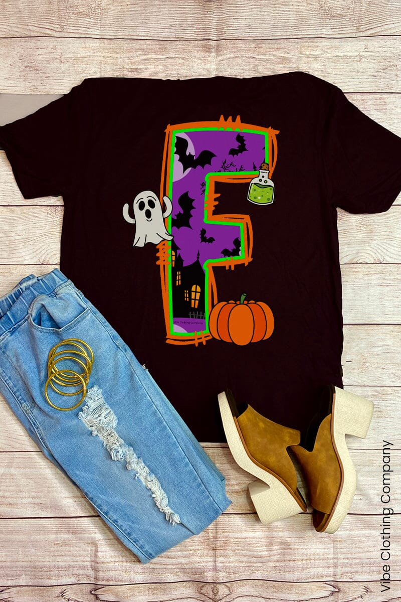 Initials A-M: Halloween Graphic Tee graphic tees VCC Small F 