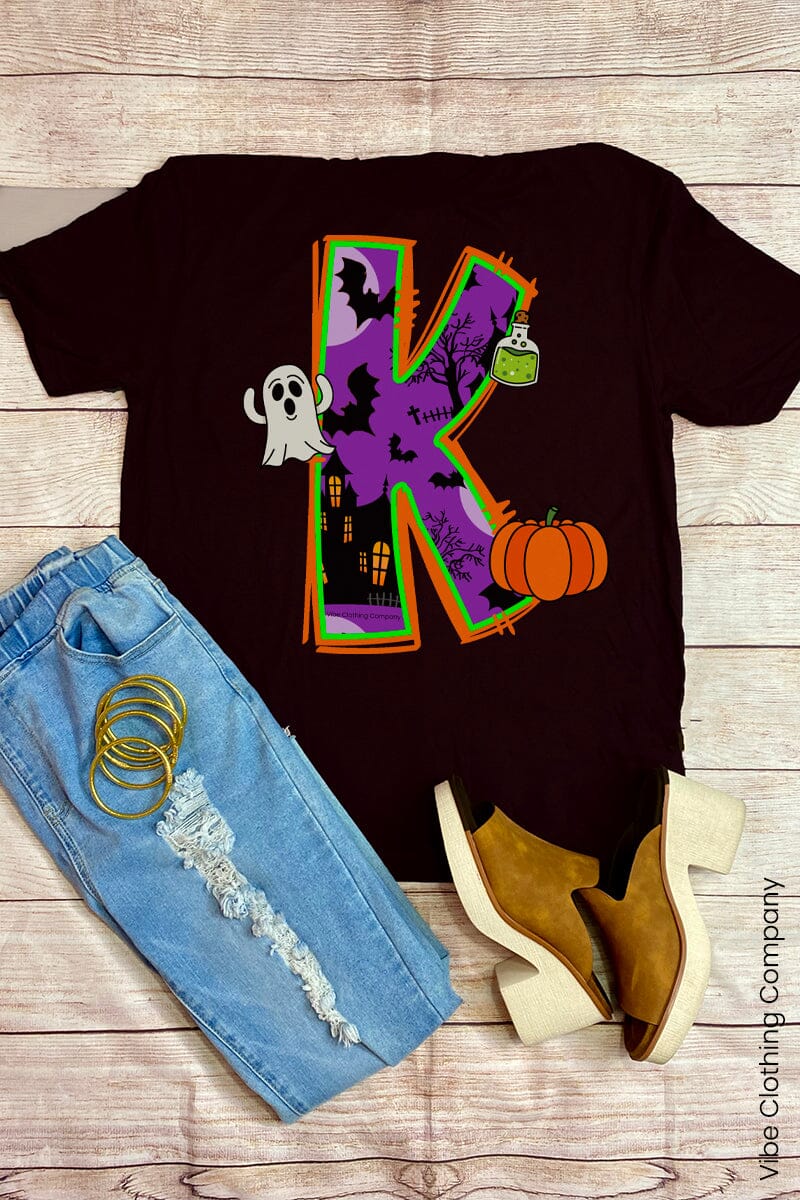 Initials A-M: Halloween Graphic Tee graphic tees VCC Small K 