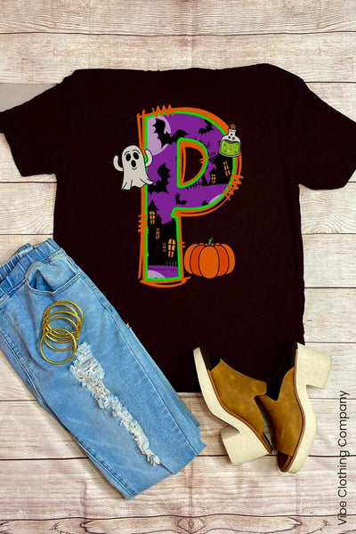 Initials N-Z: Halloween Graphic Tee graphic tees VCC Small P 