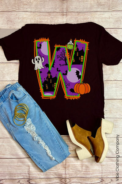 Initials N-Z: Halloween Graphic Tee graphic tees VCC Small W 