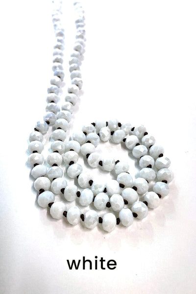 Glass Bead Necklaces - 34" Necklace Ava Capri White 